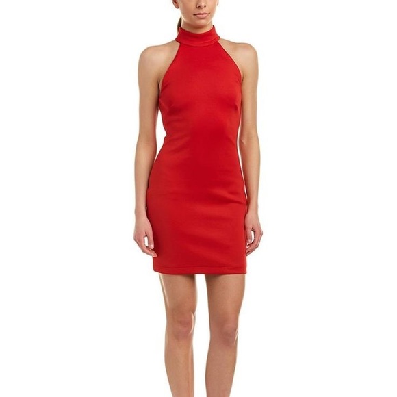 bebe Dresses & Skirts - BeBe Red Plated Halter Cocktail Mini Dress